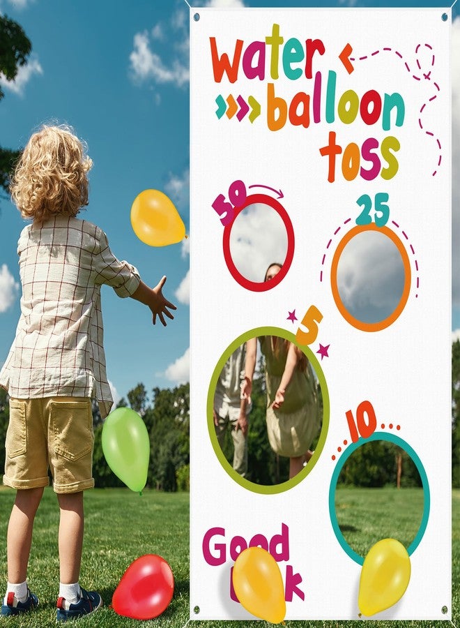 Mindsoft Water Toss Balloon Activity Set Include Toss Activity Banner, 50 Balloons, 2 Hose Nozzle Outdoor Shooter Target 4 Score Holes Water Ball Splashing Banner Swimming Pool Set for Summer Supplies - Image 5